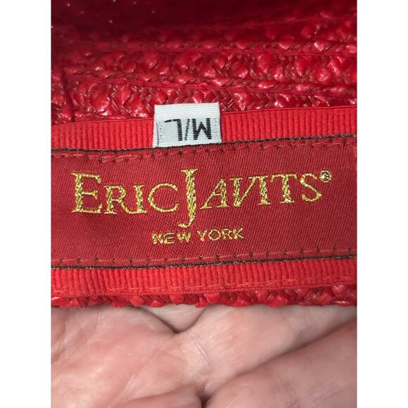 Eric Javits Mondo Woven Squishee Cap, red, resort, vacation, sporty, statement - Picture 5 of 8